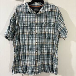 Croft & Borrow Quick Dry Button Up Shirt Men’s XL Blue Plaid Vented Outdoor